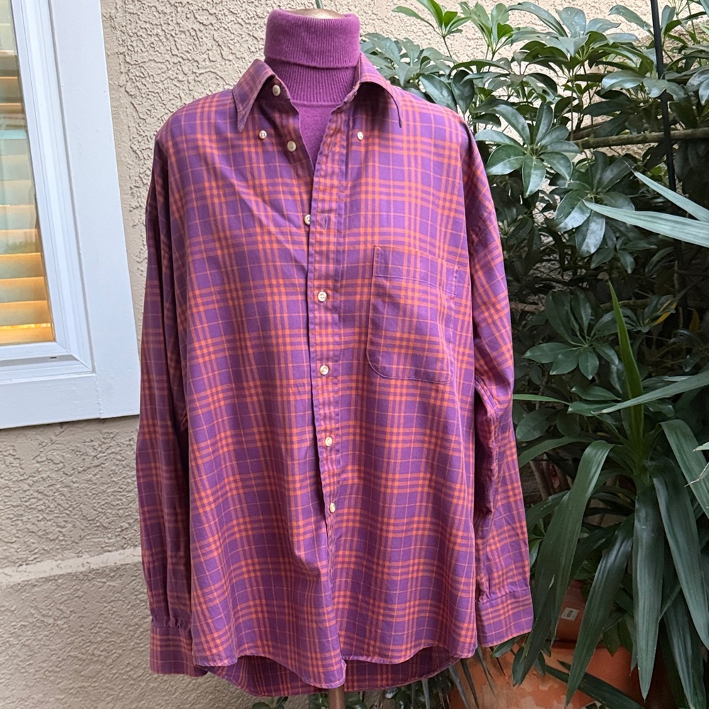 Burberry Purple and Orange Plaid Casual Shirt